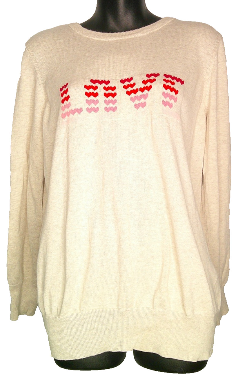 Feeling Festive Women's Large Valentine's Heart Lightweight Crewneck Sweater